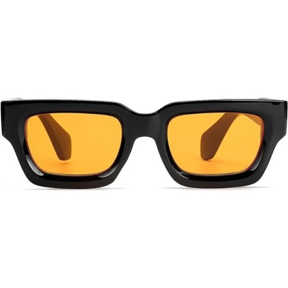 ⚡Men A-black/Yellow Fashion Trendy Square Shades Rectangle Designer SunGlasses